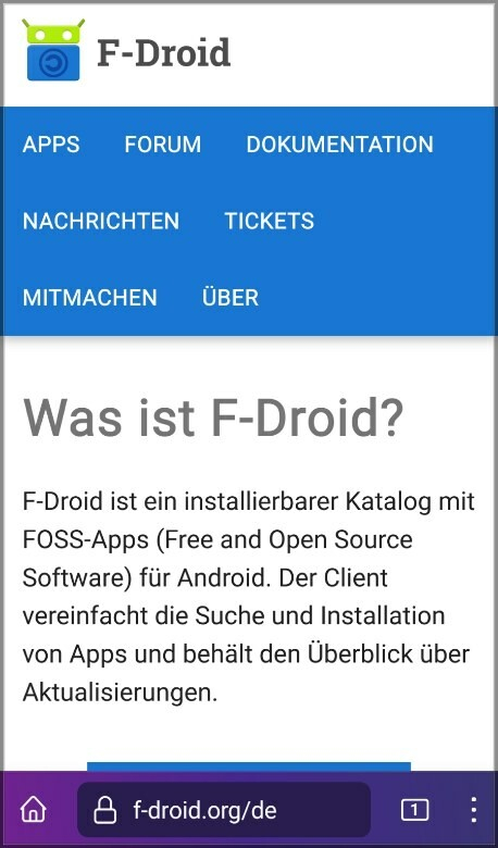 Screenshot von der f-droid.org Website