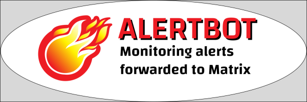A fireball next to the text: Alertbot: Monitoring alerts forwarded to matrix