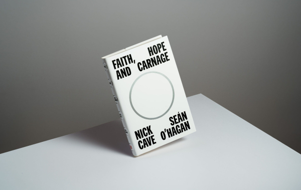 A recent book that we have published in hardback: Faith, Hope and Carnage by Nick Cave and Seán O’Hagan. Photographed, again, floating on a white background. It looks *chef's kiss*.