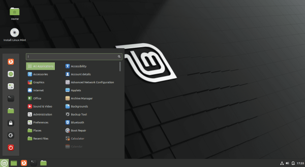 Linux Mint, Cinnamon desktop.
