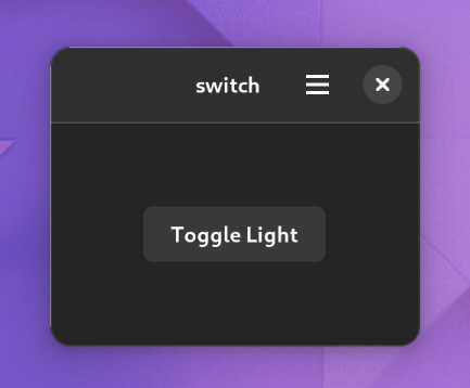 Screenshot of the app showing a toggle button