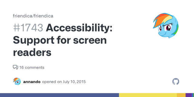 Accessibility: Support for screen readers · Issue #1743 · friendica/friendica