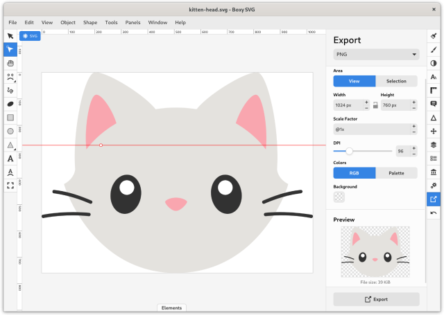 Screenshot of Boxy SVG showing the export settings panel and export preview.