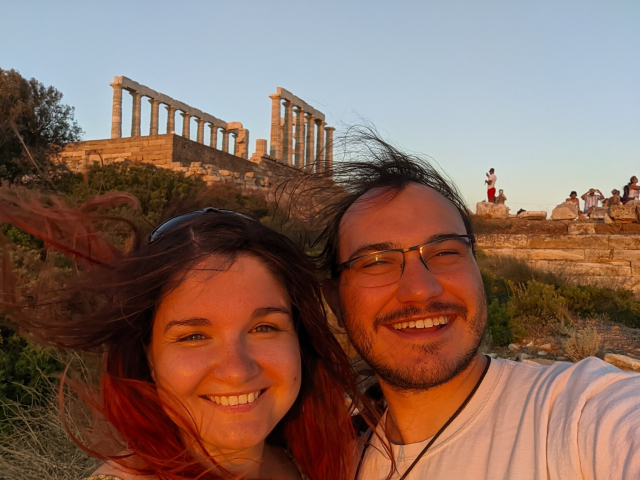 Me and Anna in a sunset light with the temple in the back