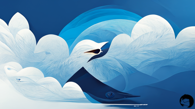 AI-generated desktop wallpaper inspired by the Mozilla Thunderbird logo. 