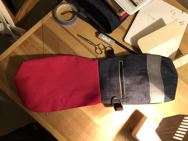 Both bags sewn together and splayed out right sides up.