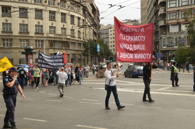 Bigots protest against Pride march in Belgrade in 2017