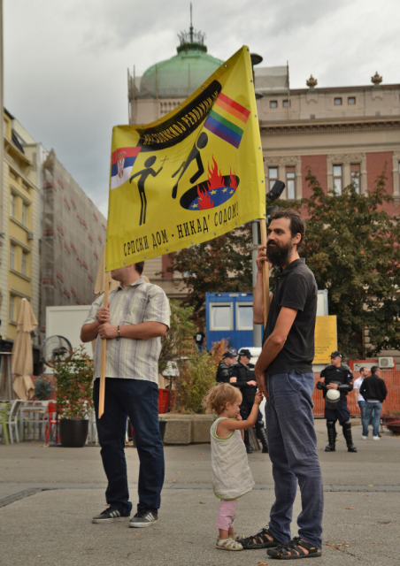 Bigots protest against Pride march in Belgrade in 2017