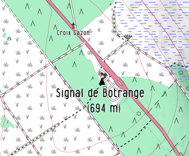 Extrait de carte OpenArdenneMap centrée sur le Signal de Botrange