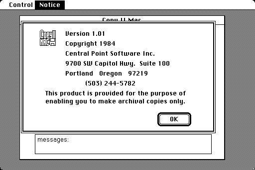 screenshot of Copy II Mac version 1.01