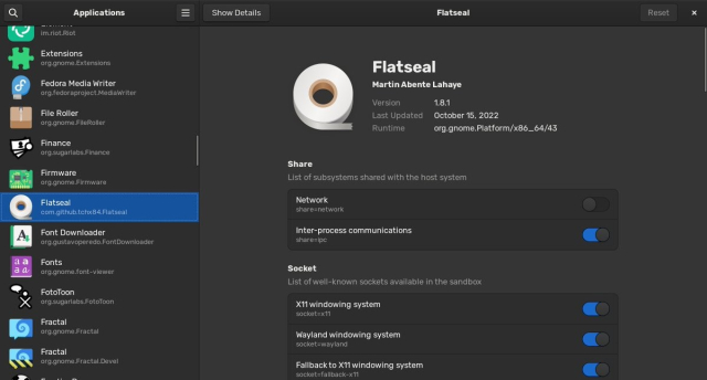 Screenshot of Flatseal