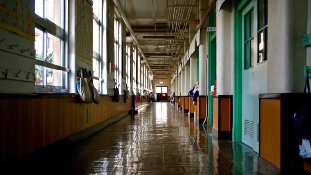 Empty school corridor