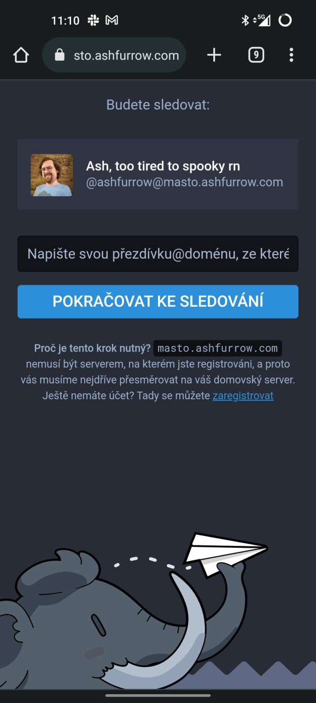 Screenshot of Mastodon old follow window