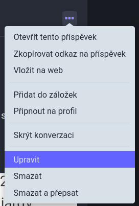 Úprava příspěvku na mastodonu.