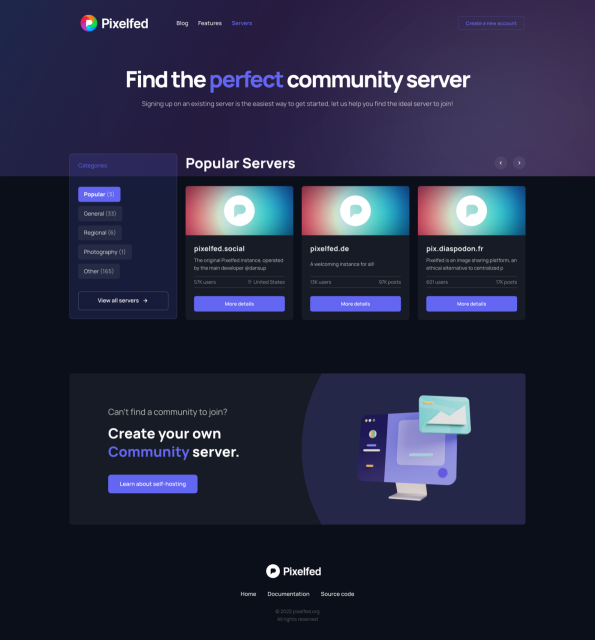new pixelfed.org website server directory
