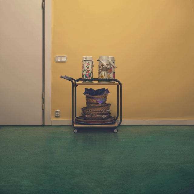 Fikavagn i allrummet.