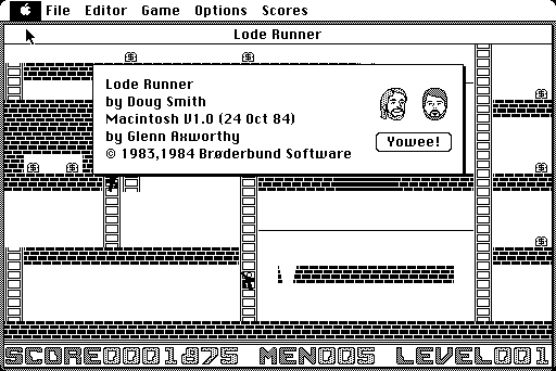about box screenshot from "Lode Runner"