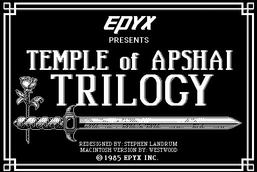 title screenshot from "Temple of Apshai Trilogy"