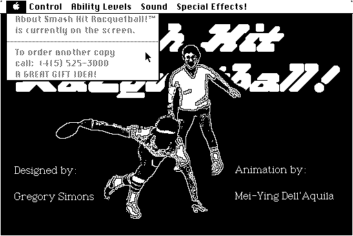 credits screenshot from "Smash Hit Racquetball"