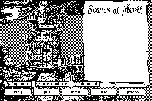 main menu screenshot from "Dark Castle"