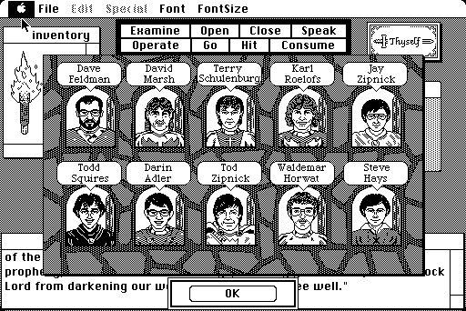 credits screenshot from "Shadowgate"