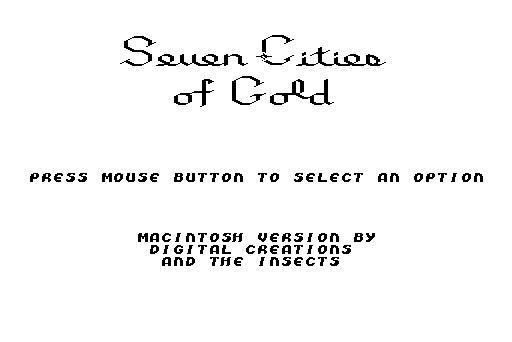 title screenshot from "Seven Cities of Gold"