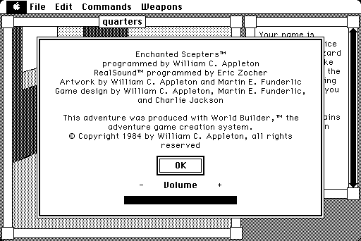 about box screenshot from "Enchanted Scepters"