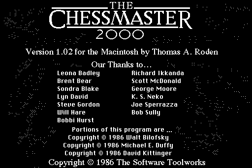 credits screenshot from "The Chessmaster 2000"