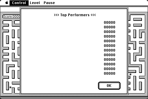 high scores screenshot from "Maze Survival"