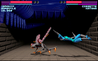 Screenshot from One Must Fall 2097: Two robots fighting.