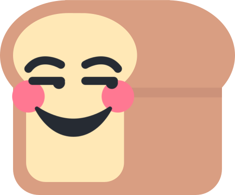 bread emoji smiling and blushing while looking to the side