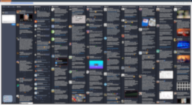 Large desktop screenshot of a full screen browser window with Mastdon advanced UI and 10 full columns.