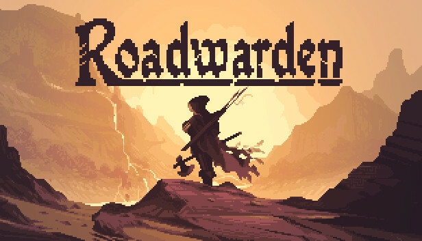 Roadwarden. Pixel art of a cloaked figure gazing out across a barren landscape.