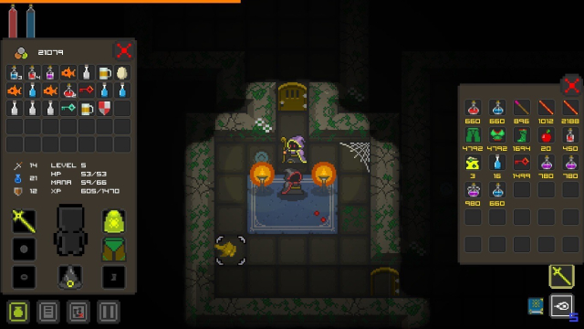 Quest of Dungeons game screenshot, showing the shopkeeper store