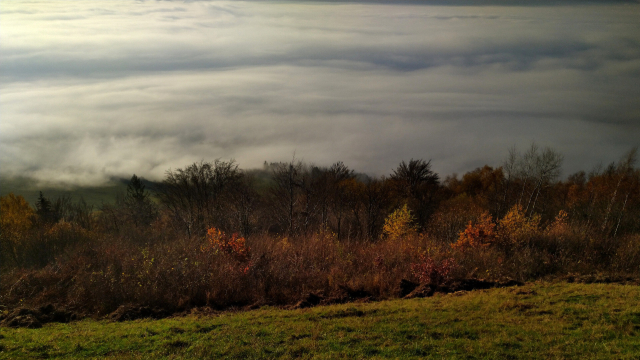 Photo of the Zilina valley covered with fog from temperature inversion