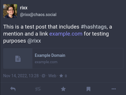 The default 4.0 version: hashtags and usernames are off-white, links are purple.