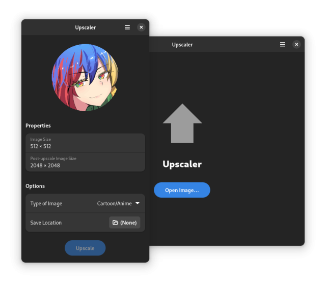Screenshot of "Upscaler"