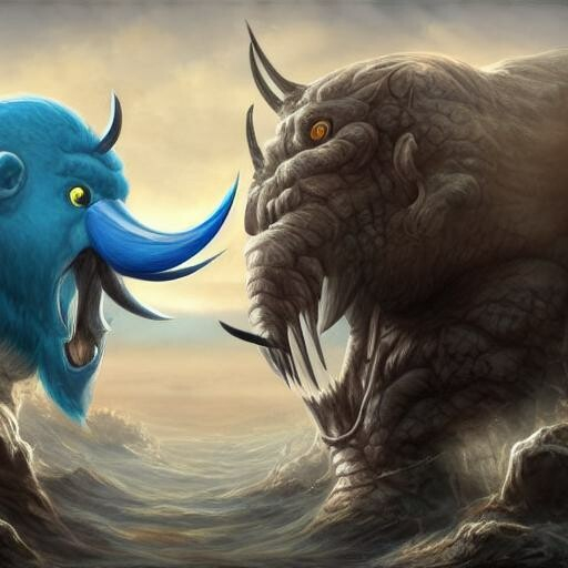 Jenom blbinka z neuronky, obrázek souboje dvou příšer, jedna je jakože Twitter a druhá jakože Mastodon. Moc to nevyšlo, ale obecně platí, že tweety/tooty s obrázkem maj větší dosah :D