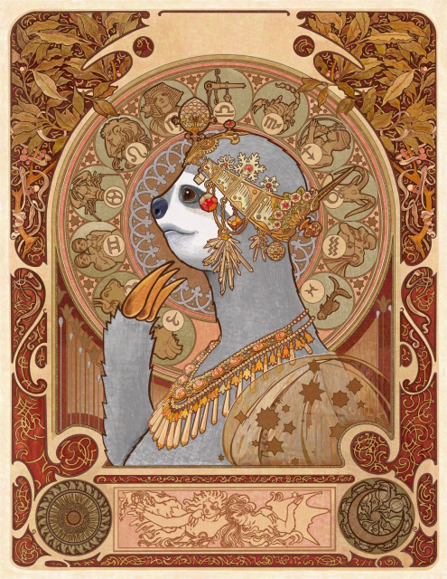 Sloth version of Zodiac by Alphonse Mucha