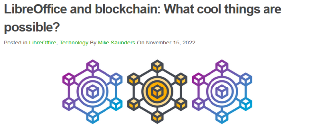 LibreOffice and blockchain: What cool things are possible?

Posted in LibreOffice, Technology By Mike Saunders On November 15, 2022