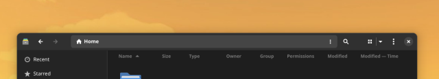 Screenshot of Gnome Files (Nautilus). It shows detail of the window header that contains adress bar, search button, view toggle and other usefull widgets.