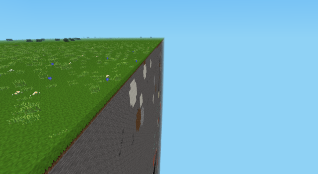 A screenshot of Minetest Game showing the edge of a flat world extending into the distance.