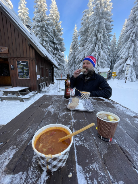 well deserved snack at Hřebínek