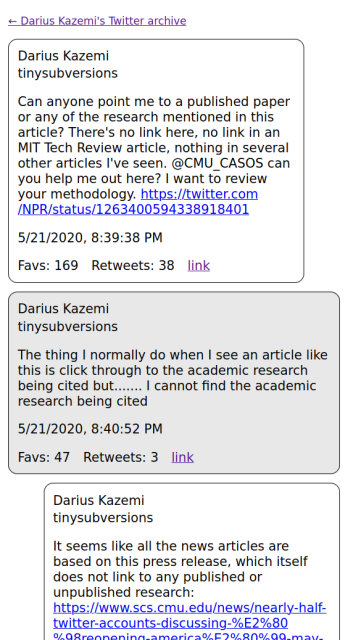 A screenshot of a Twitter thread that I wrote in 2020, laid out in simple HTML.