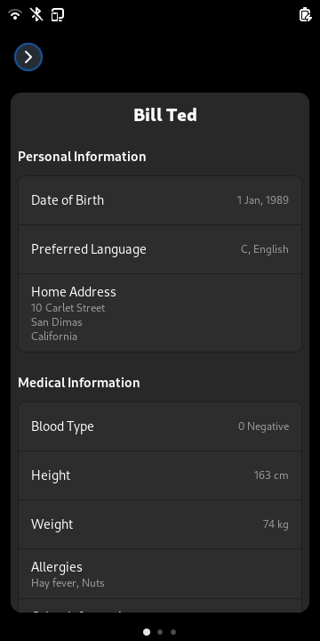 Screenshot of Phosh showing Emergency Information