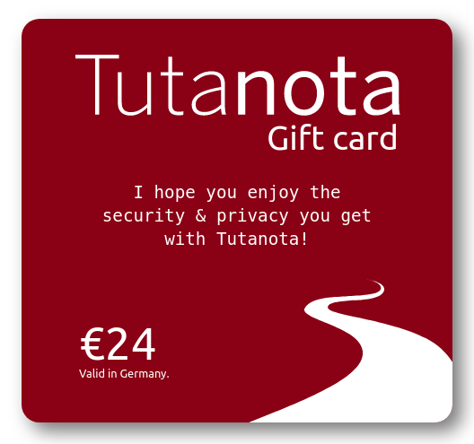 Screenshot of the Tutanota gift card