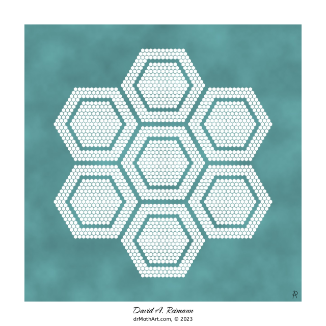 The number 2023 depicted as a collection of 2023 hexagons.