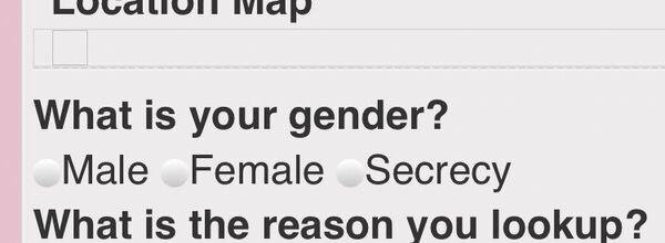 Screenshot from a registration form that asks "What is your gender?" with 3 options: male, female and secrecy.