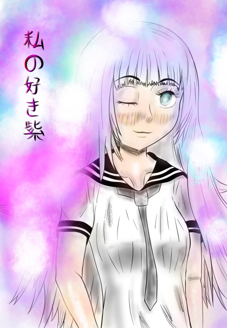Digital drawing of a manga girl with lots lighteffects