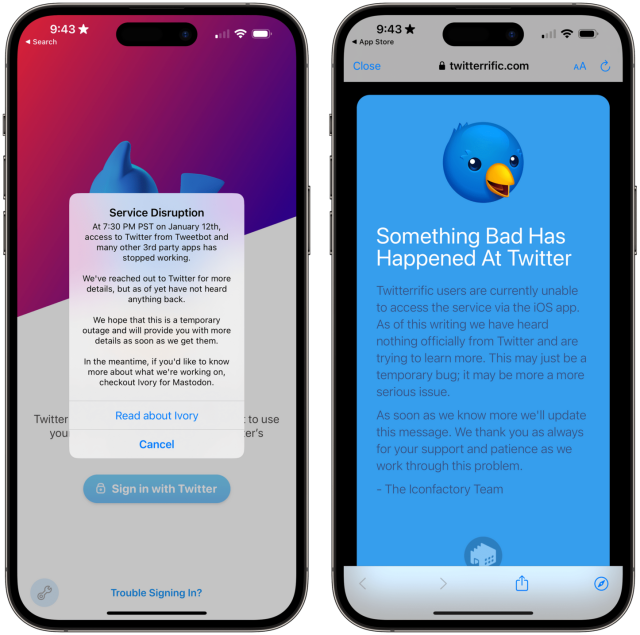 Error messages in Tweetbot and Twitterrific 